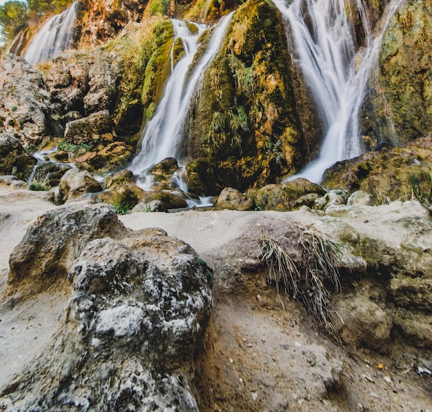Photo une cascade au milieu d'une forêt