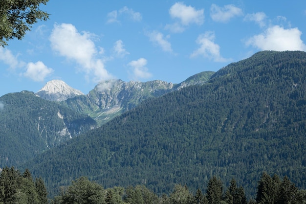 Cascade de belles montagnes au loin