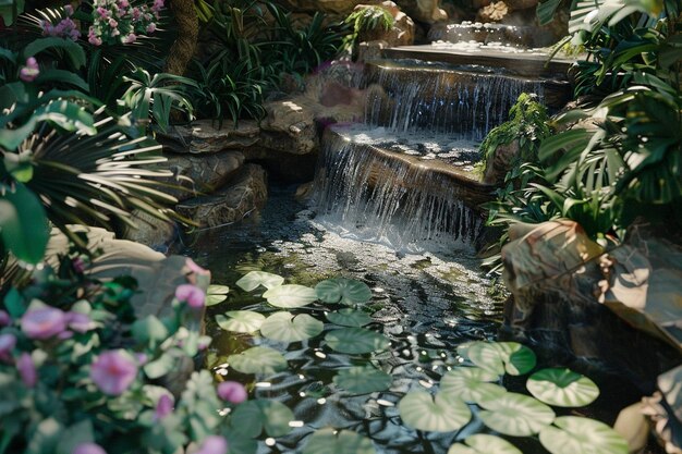 Une cascade cachée s'écoulant dans une piscine profonde et cristalline entourée de falaises.