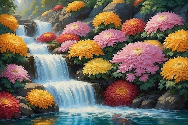 Cascade de chrysanthème