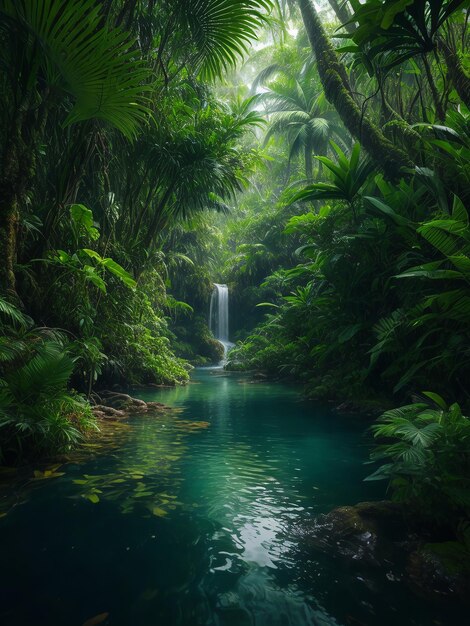 Cascade dans la belle forêt tropicale