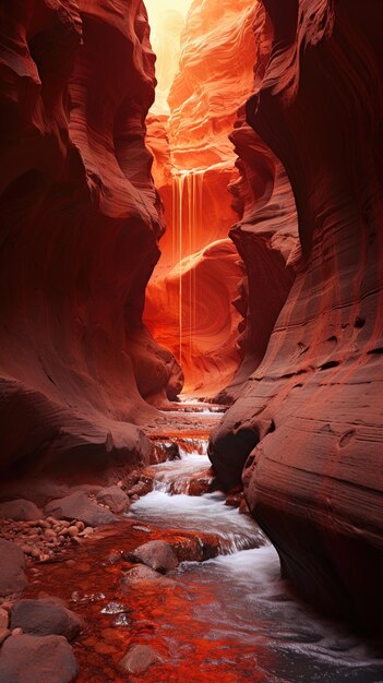 Photo une cascade dans un canyon de fente