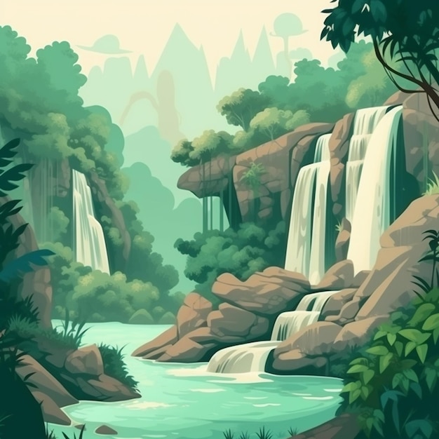 Cascade dans la forêt tropicale illustration 8