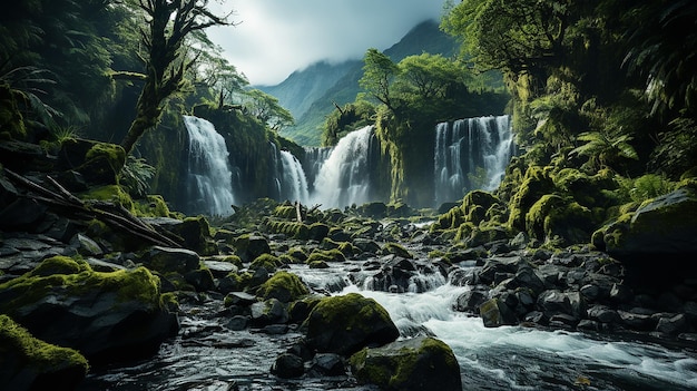 Photo une cascade dans la forêt tropicale