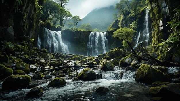 Photo une cascade dans la forêt tropicale