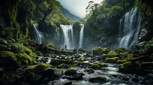 Photo une cascade dans la forêt tropicale