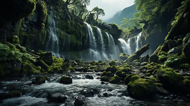 Photo une cascade dans la forêt tropicale