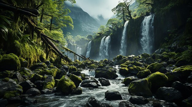 Photo une cascade dans la forêt tropicale