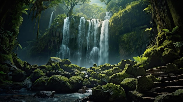 Une cascade dans la forêt