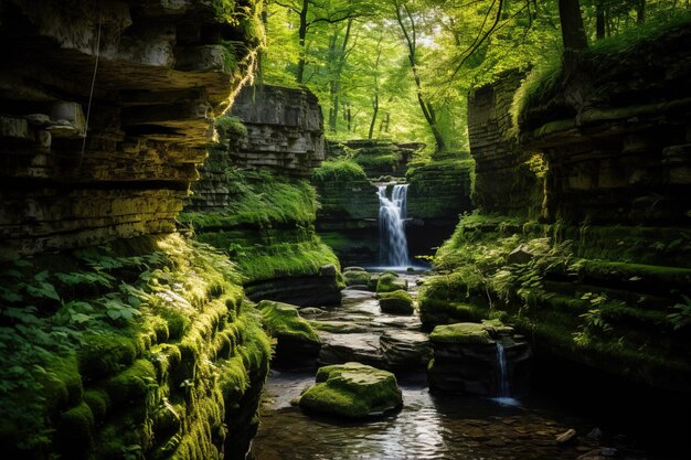 une cascade dans la forêt