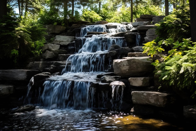 Photo une cascade dans la forêt