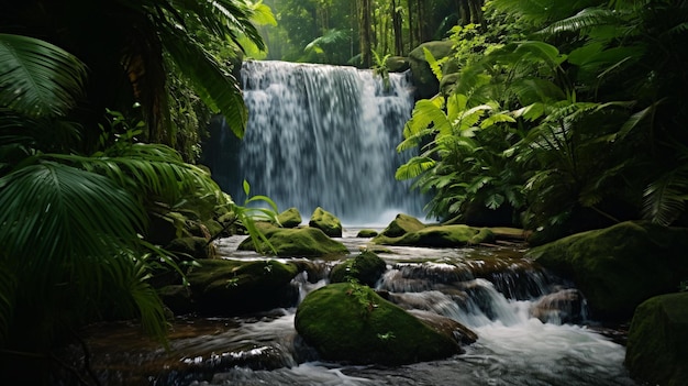 une cascade dans une forêt