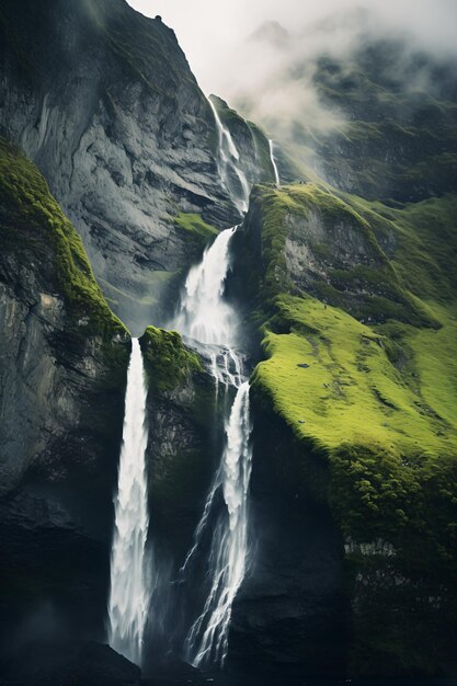 Une cascade dans les montagnes