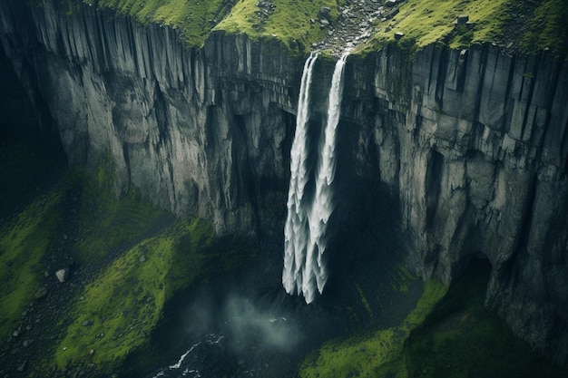 une cascade dans les montagnes