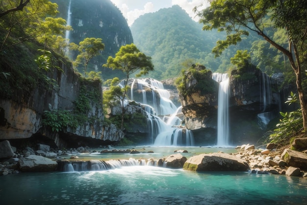 Une cascade dans la nature en Thaïlande