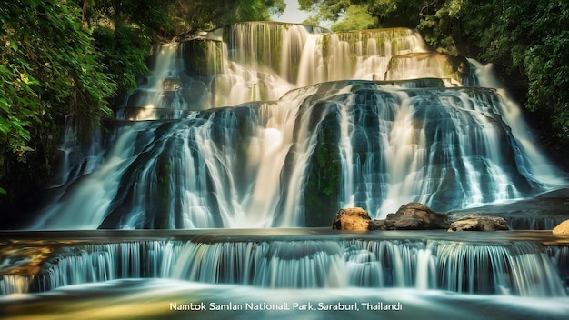 Photo cascade dans le parc national de namtok samlan saraburi en thaïlande