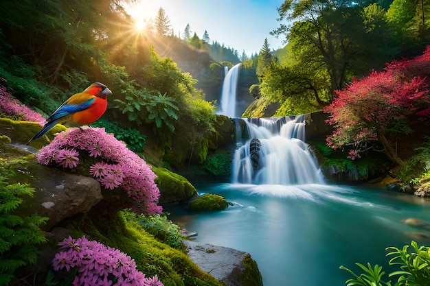 une cascade digne de papier peint dans un paradis naturel un paysage de cascade tranquille pour les arrière-plans
