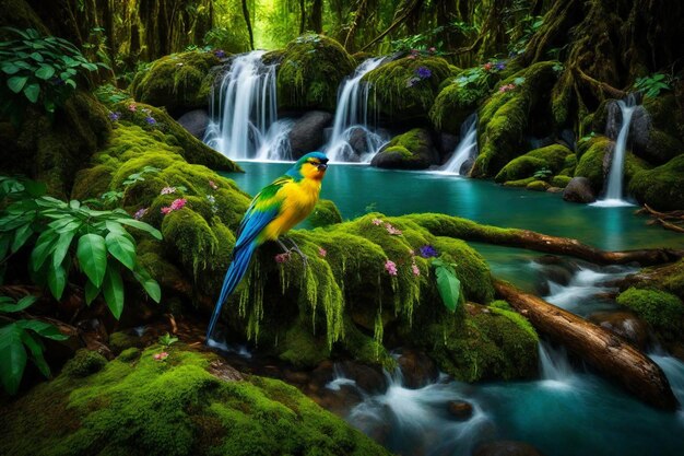 Photo une cascade digne de papier peint dans un paradis naturel un paysage de cascade tranquille pour les arrière-plans