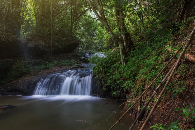 Cascade L'eau naturelle avec la montagne en Thaïlande