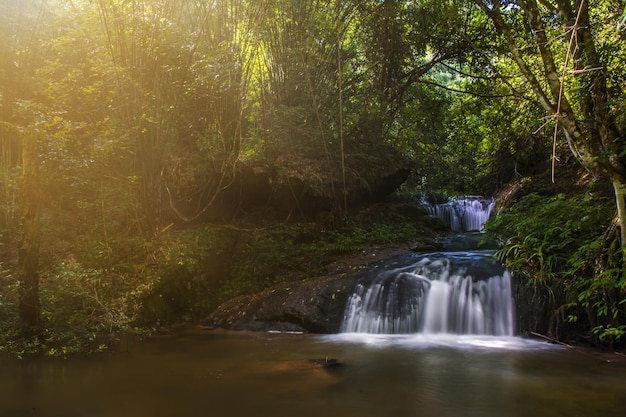 Cascade L'eau naturelle avec la montagne en Thaïlande