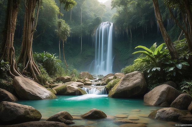 Cascade de forêt profondeHuay ma khamin Kanchanaburi Thaïlande