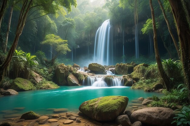 Cascade de forêt profondeHuay ma khamin Kanchanaburi Thaïlande