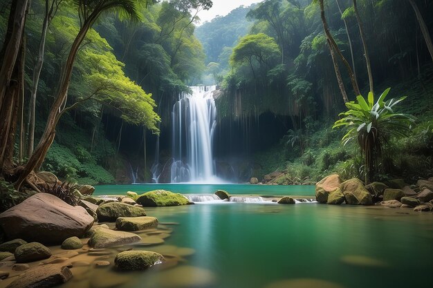 Cascade de forêt profondeHuay ma khamin Kanchanaburi Thaïlande