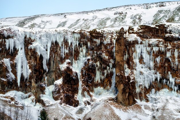 Cascade gelée près de Vik Islande