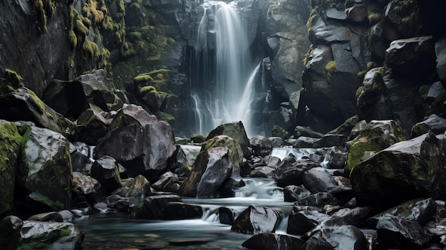 Photo une cascade gothique sombre dans un profond canyon