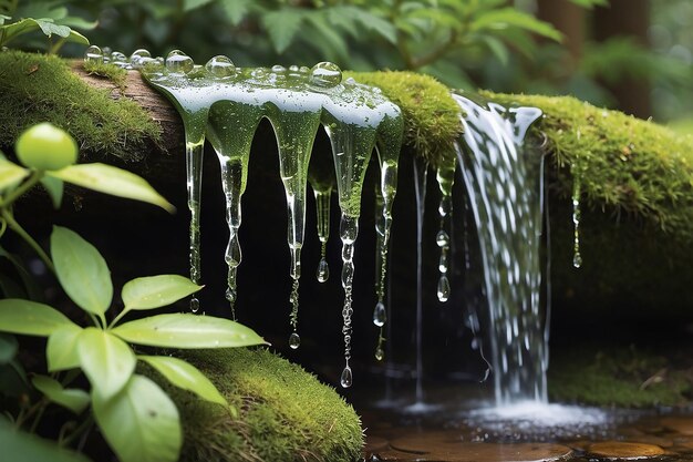 Photo cascade de gouttes de rosée