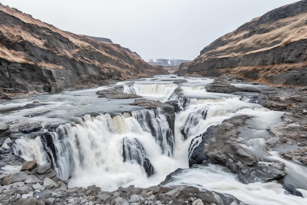 Cascade de Gullfoss en Islande Europe longue exposition