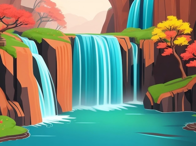 La cascade de Jiulong à Luoping en Chine Illustration 3D