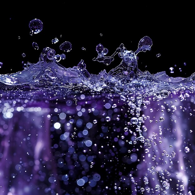 Cascade de jus de bleuet avec effet de texture de petite bulle fluide bleu foncé pour post de bannière de décoration