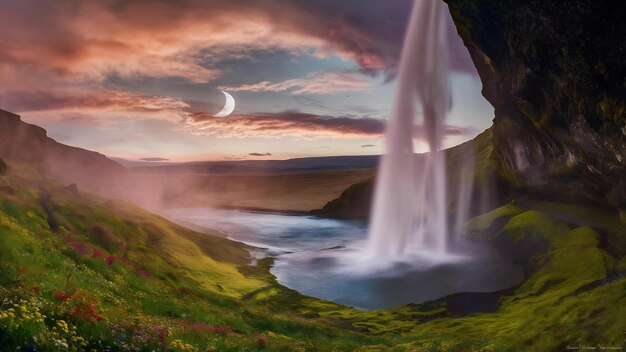 Photo la cascade magique de seljalandsfoss en islande