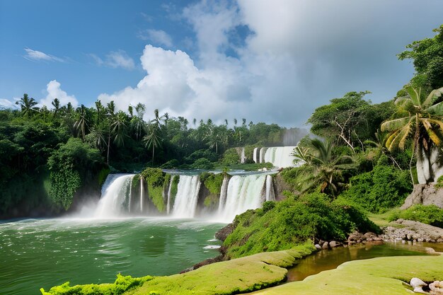 Photo une cascade majestueuse dans un paysage de forêt tropicale