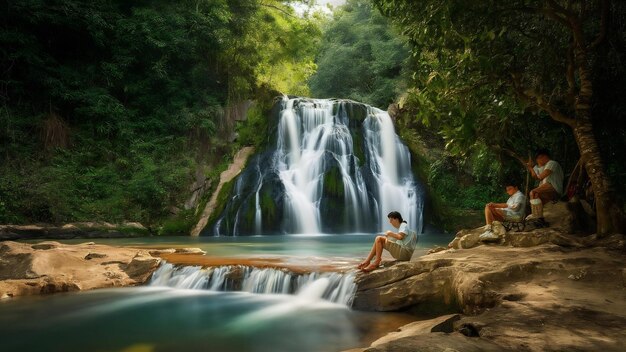 Photo la cascade de nang rong est le parc national de khao yai, patrimoine mondial de la thaïlande.