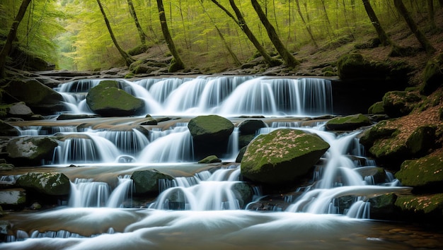 Cascade de paysage de printemps IA générative