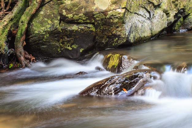 Cascade et rochers couverts de mousse