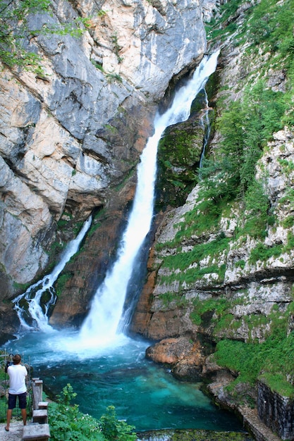 Cascade de Savica Lac Bohinj Slovénie