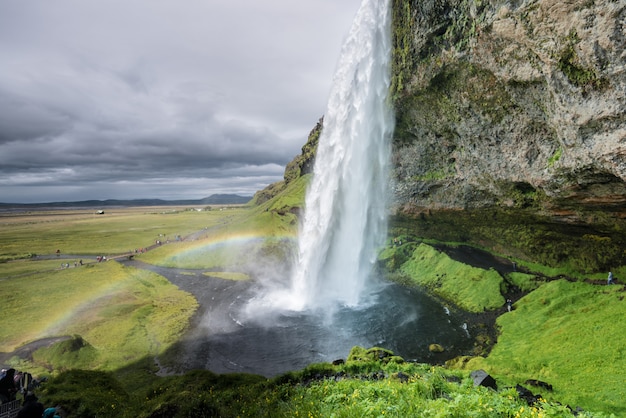 Cascade de Seljalandsfoss en Islande en été