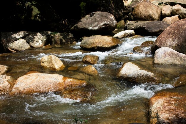 Photo cascades de namtok khao khram dans la forêt de jungle de montagne du parc national de khao pu khao ya pour les voyageurs thaïlandais qui voyagent, visitent et se reposent, se détendent, jouent à la natation dans la ville de srinakarin à phatthalung en thaïlande