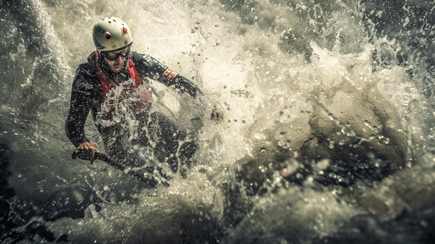 Photo des cascades passionnantes sur le wakeboard