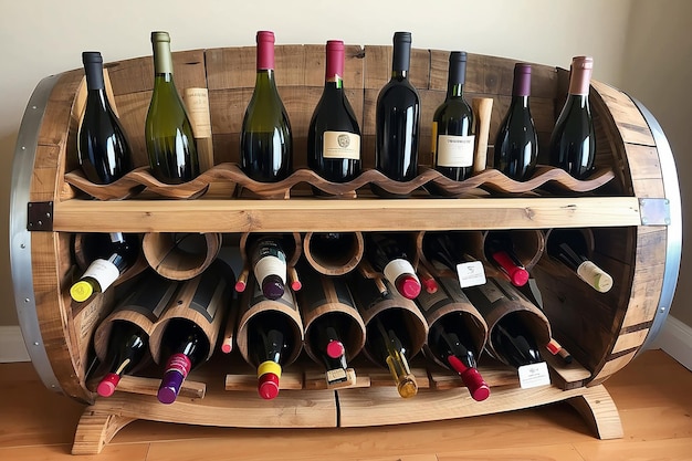 Casier à vin en tonneau de vin recyclé