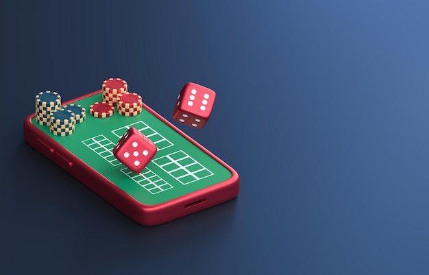 casino, craps, sur, téléphone, 3d, illustration