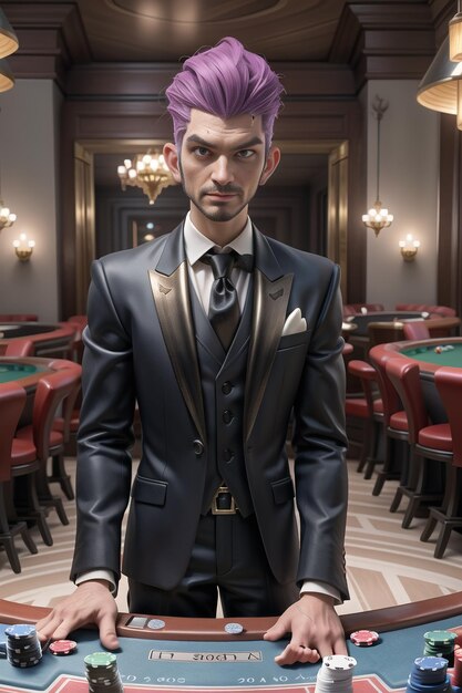 Casino avec croupier en costume de travail accessoire de jeu