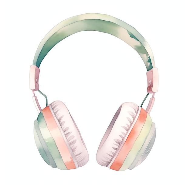 casque accessoire de vie simple pour le jour du printemps en rose couleurs esthétiques neutres aquarelle pour