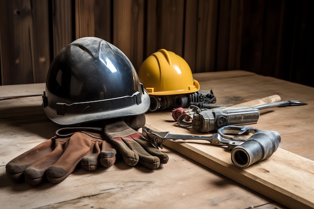 Un casque et d'autres outils sur une table