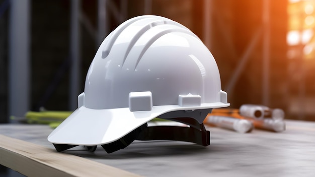 Un casque blanc est posé sur une table avec un stylo et un stylo.