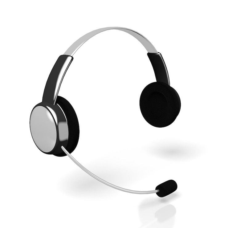 Photo casque casque et microphone sur fond blanc illustration 3d