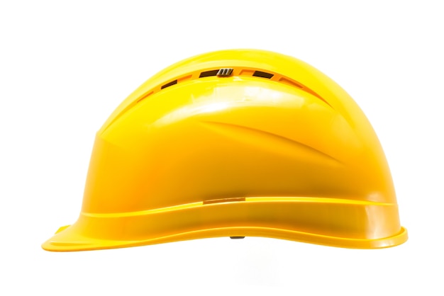 Casque de construction isolé sur fond blanc